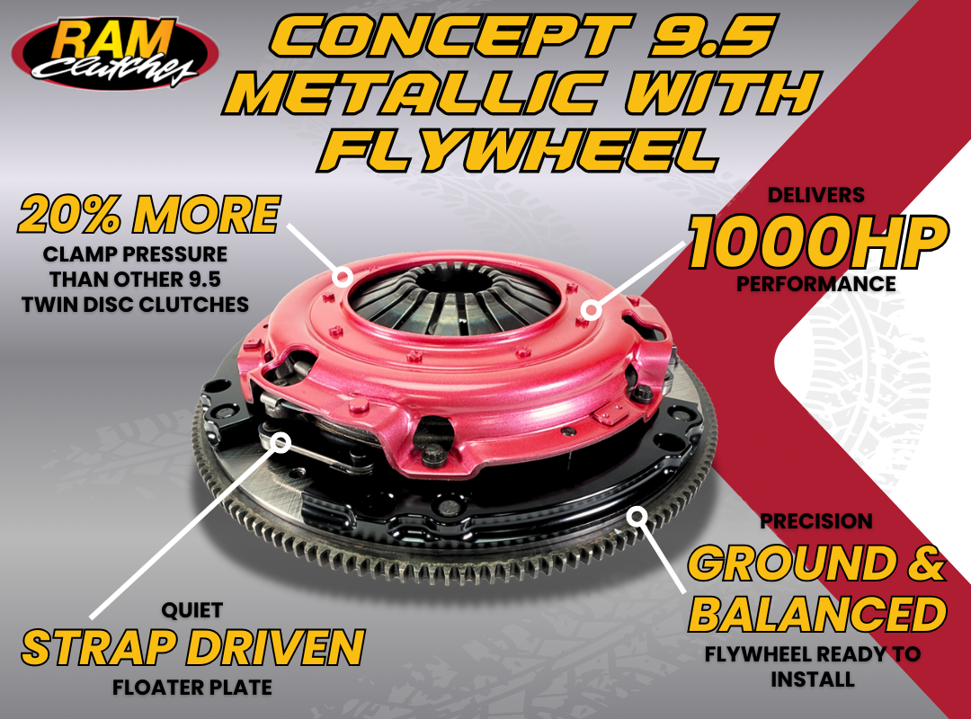 RAM Concept 9.5 1000HP Street Performance Dual Disc Metallic Clutch Kit with Flywheel - FORD MOD 8 BOLT 1 1/16-10 - Image 2